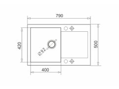 Granitový drez Pyramis Mido 79 x 50 1B 1D Biela