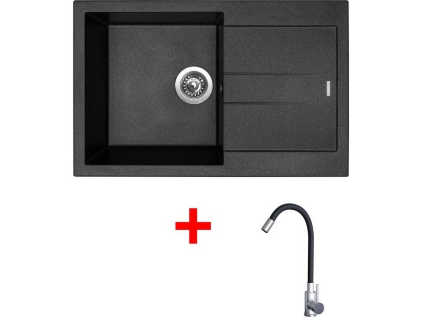Set Sinks Amanda 780 Metalblack + Elasta nerez/černá