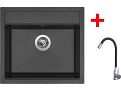 Sinks SOLO 560 Pureblack + Elasta nerez/čierná