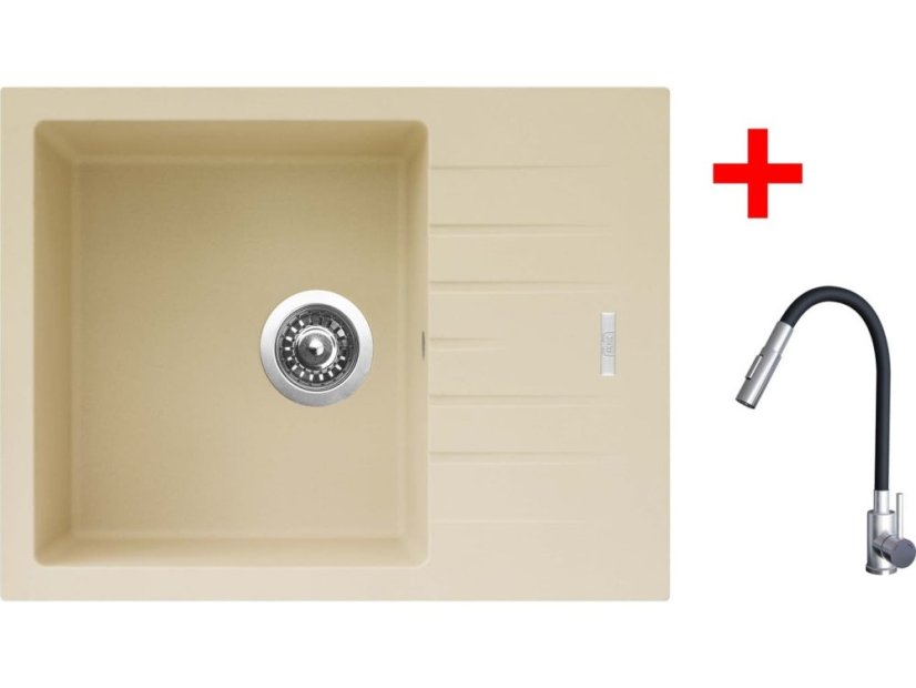 Sinks PERFECTO 650 Sahara + ELASTA S nerez/černá