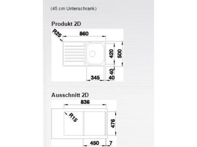 Nerezový drez Blanco LANTOS 45 S-IF Salto nerez kartáčovaný s excentrom