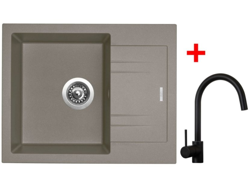 Sinks LINEA 600 Truffle + Vitalia čierná matná