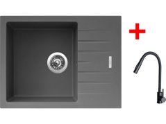 Sinks PERFECTO 650 Titanium + ELASTA S čierná matná
