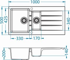 Granitový drez Alveus Cadit 80 čierny 91