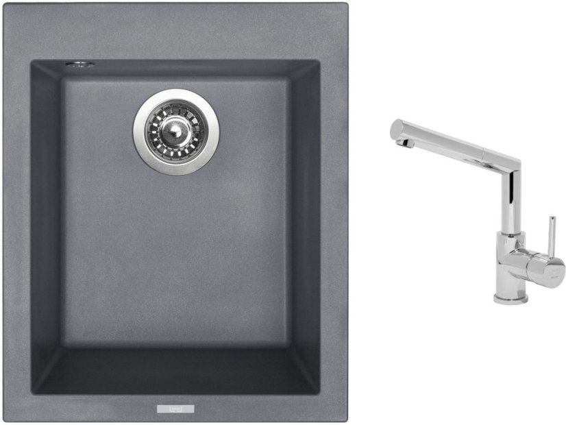Set Sinks CUBE 410 Titanium + batéria Sinks MIX 350 P chróm