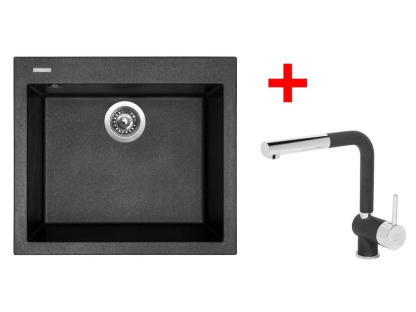 Set Sinks CUBE 560 Metalblack + Mix 3 P GR