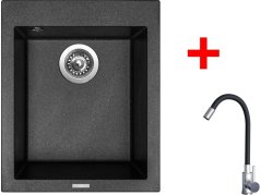 Set Sinks Cube 410 Metalblack + Elasta nerez/černá