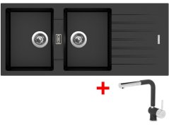 Set Sinks Perfecto 1160 Duo Metalblack + Mix 3 P GR