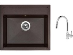 Set Sinks SOLO 560 Marone + batéria Sinks MIX 35 P chróm