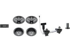Blanco odtoková sada InFino pro dvě vaničky + táhlo, satin dark steel