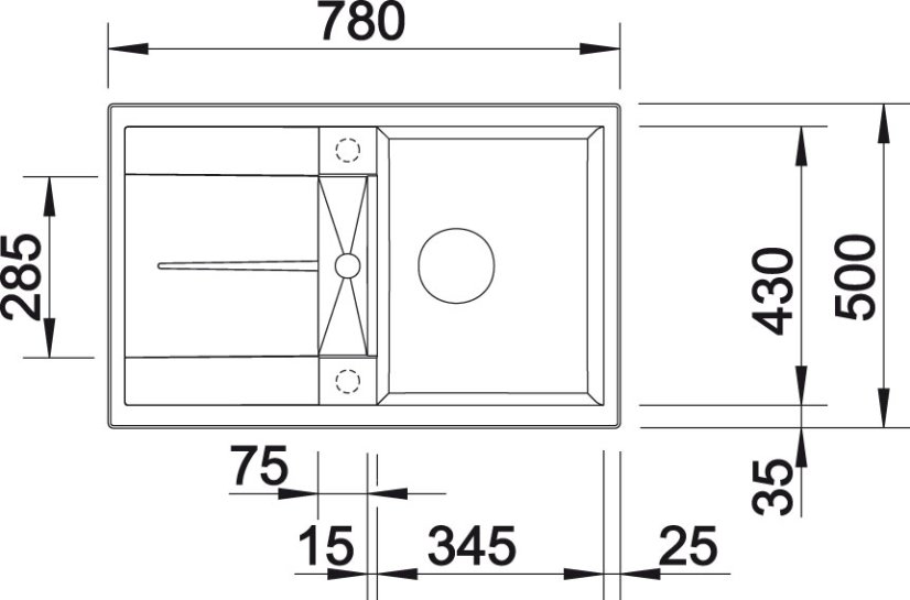 Granitový dřez Blanco METRA 45 S Bílá soft