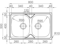 Nerezový drez Sinks OKIO 800 DUO V matný