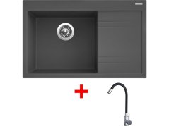 Set Sinks Rim 780 L Titanium + Elasta nerez/černá