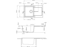 Granitový dřez Sinks ULTIMA 790 nákres