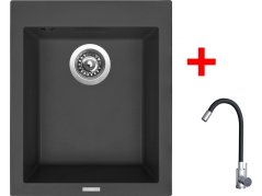 Set Sinks Cube 410 Pureblack + Elasta nerez/černá