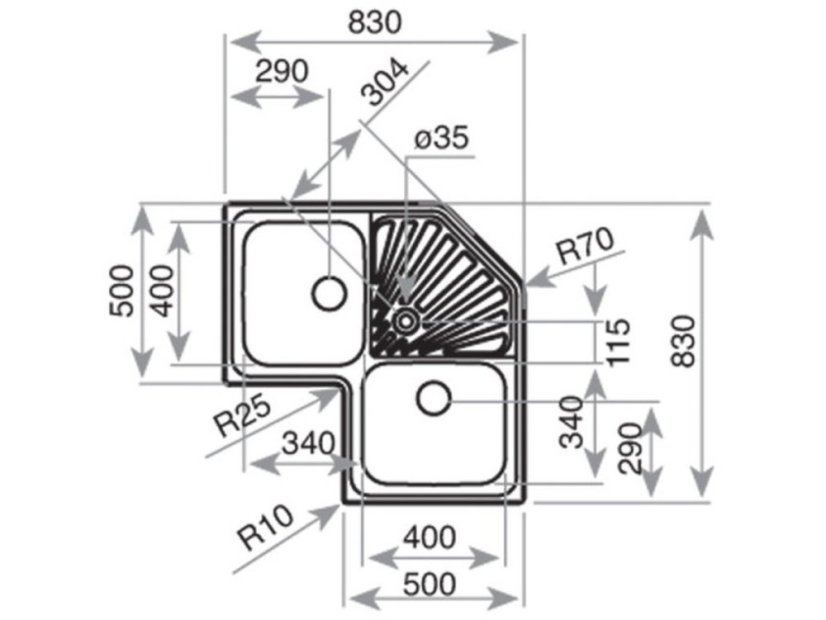 Nerezový rohový dřez Teka Angular 2B X