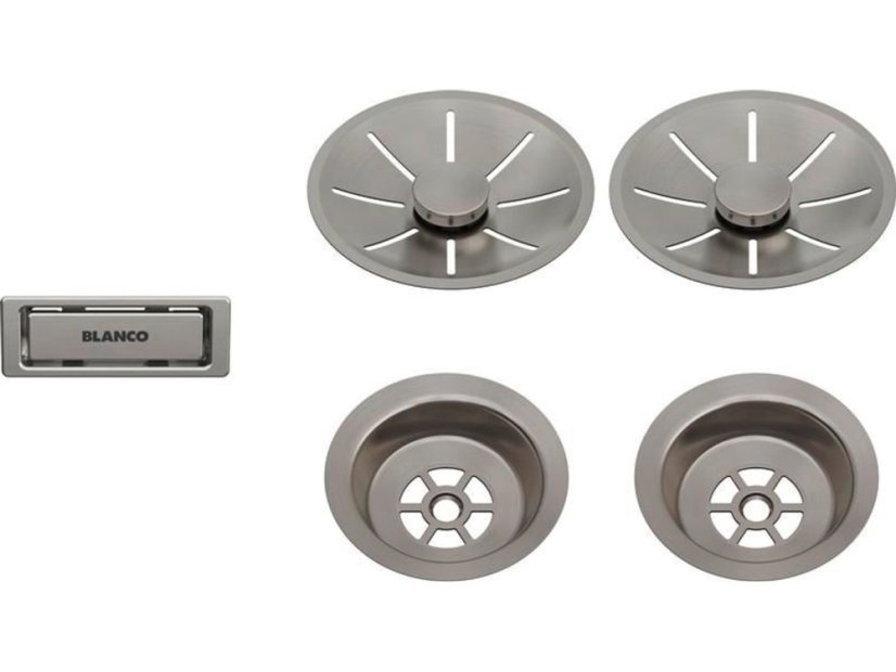 Odtoková sada InFino s přepadem C-overflow, satin dark platinum pro dva dřezy