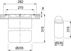 Odpadkový koš Franke KEA F12, Montáž do roviny